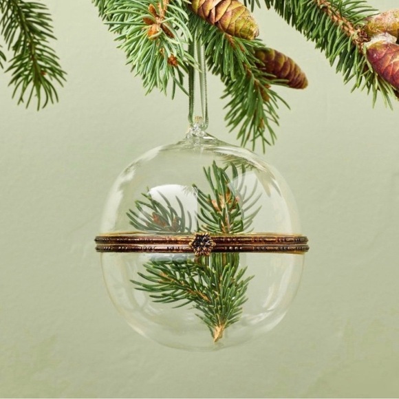 Hinged Smooth Glass Christmas Tree Ornament Hearth & Hand with Magnolia - Picture 3 of 4